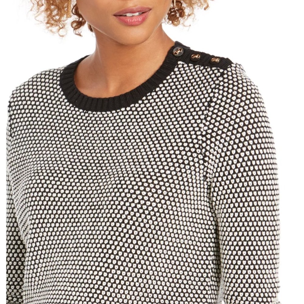 Petite Charter Club Textured Metallic Knit Sweater